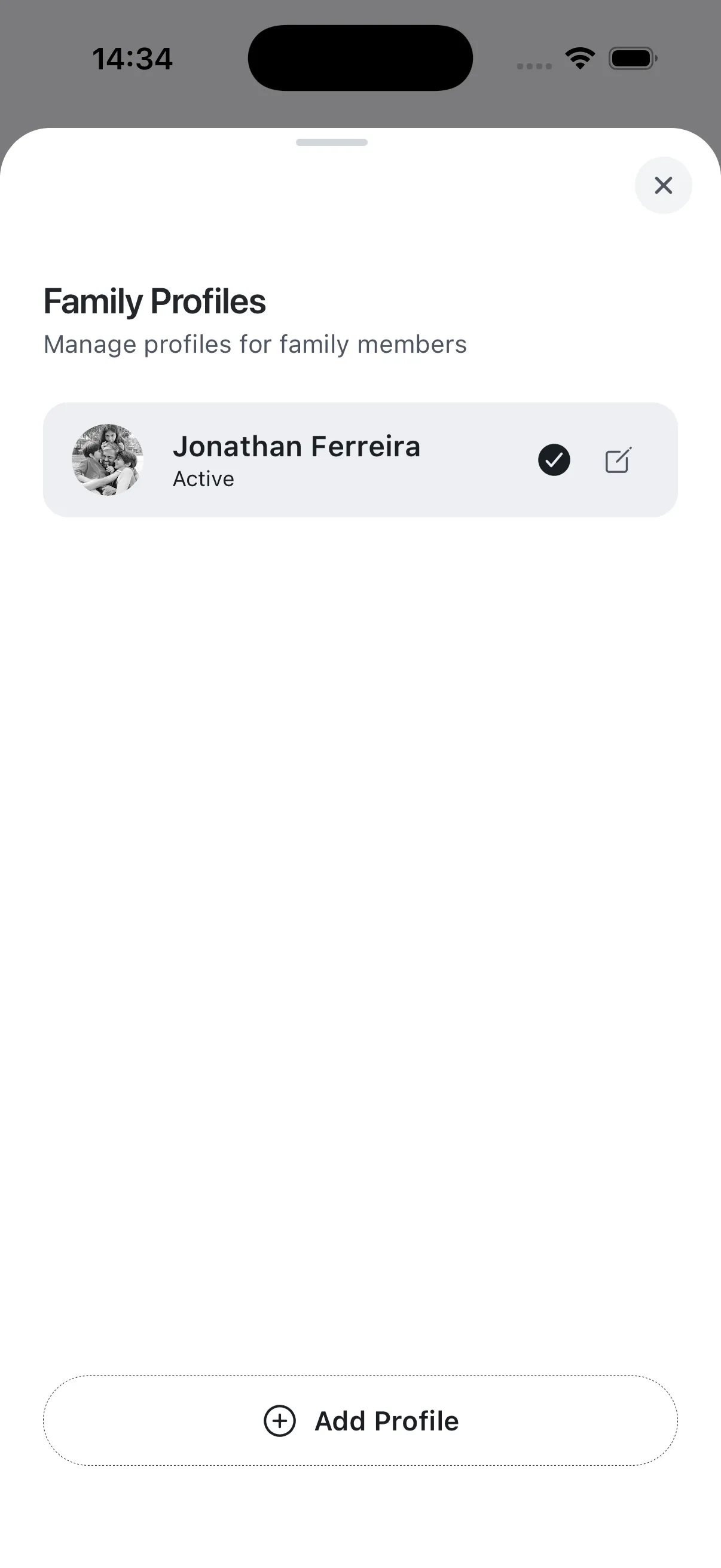 A separate profile per person, so your parents’ records don’t mix with yours.
